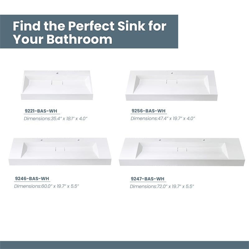 Pemberly Row 72 in Console Bathroom Sink in White Composite Granite