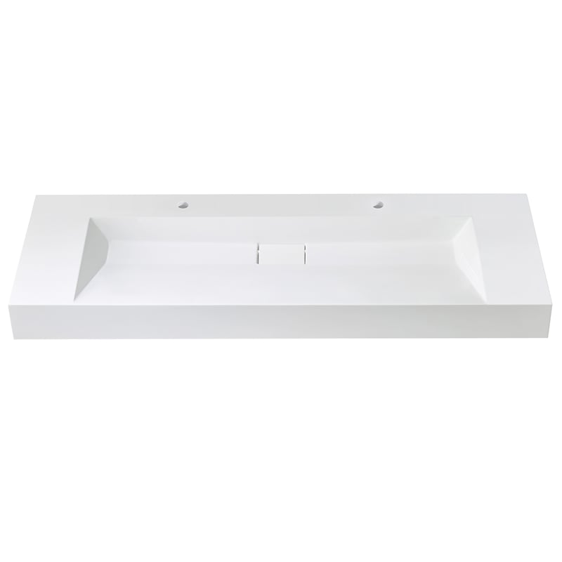 Pemberly Row 60 in Console Bathroom Sink in White Composite Granite