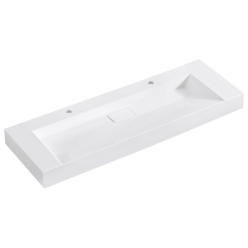 Pemberly Row 60 in Console Bathroom Sink in White Composite Granite