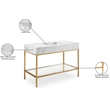Pemberly Row 48-Inch White Engineered Stone Vanity with Brass Steel Base