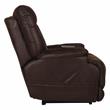 Pemberly Row Power Lay Flat Recliner with Heat & Massage in Brown Textile