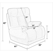 Pemberly Row Power Lay Flat Recliner with Heat & Massage in Brown Textile