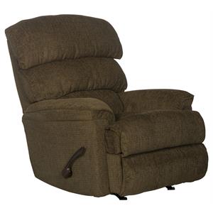 Pemberly Row Chaise Rocker Recliner in Coffee Brown Textile Fabric
