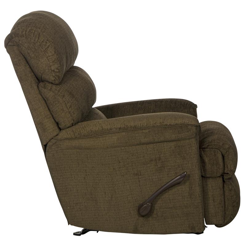 Pemberly Row Chaise Rocker Recliner in Coffee Brown Textile Fabric