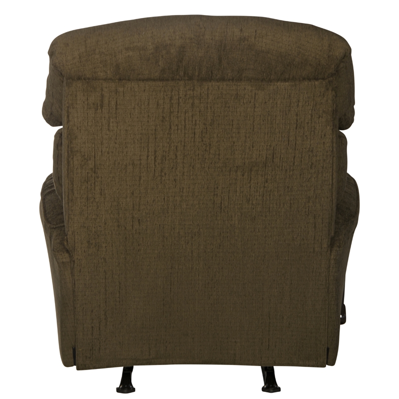Pemberly Row Chaise Rocker Recliner in Coffee Brown Textile Fabric