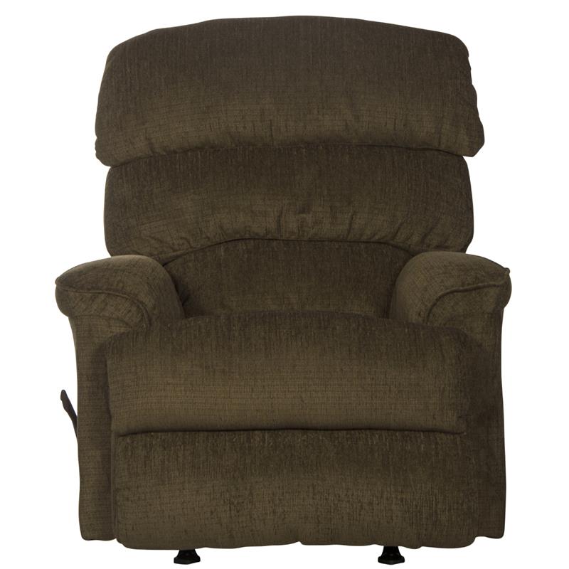 Pemberly Row Chaise Rocker Recliner in Coffee Brown Textile Fabric