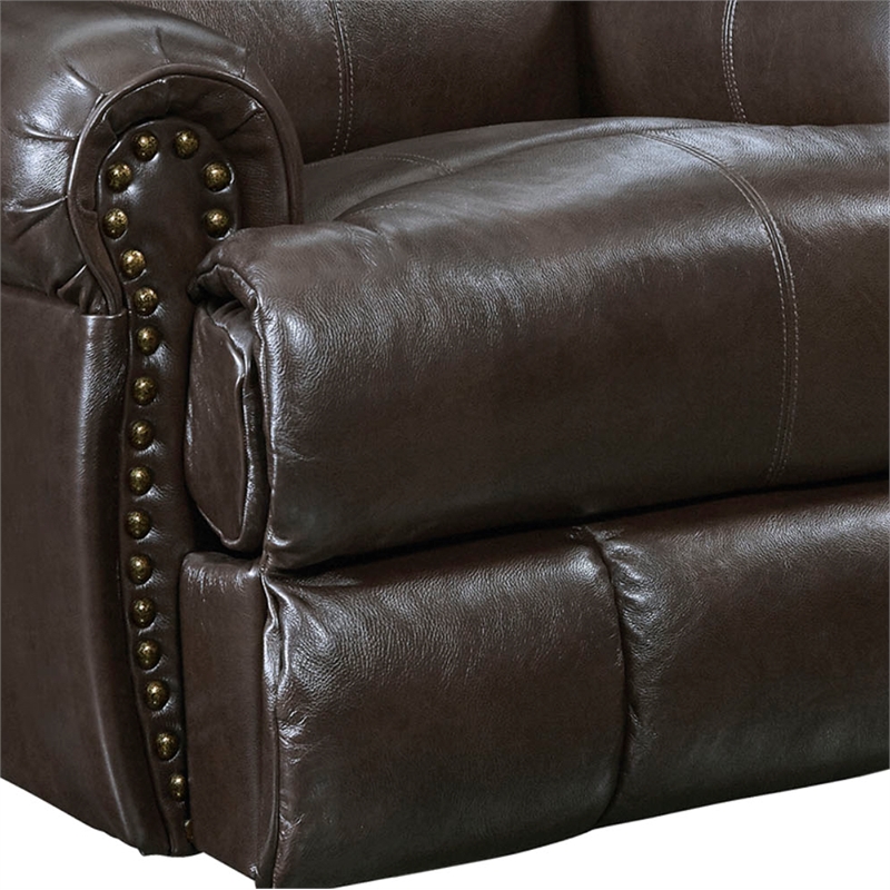 Pemberly Row Glider Recliner in Chocolate Top Grain Italian Leather
