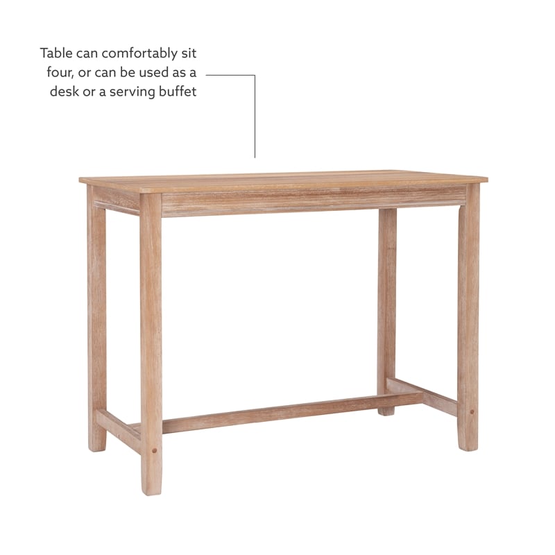 Pemberly Row 3-Piece Counter Dining Set Padded Seats Natural Brown Wood