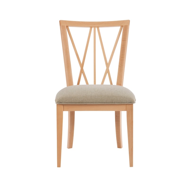 Pemberly Row Set of 2 Dining Chairs Crosshatch Backrest Natural Wood Finish