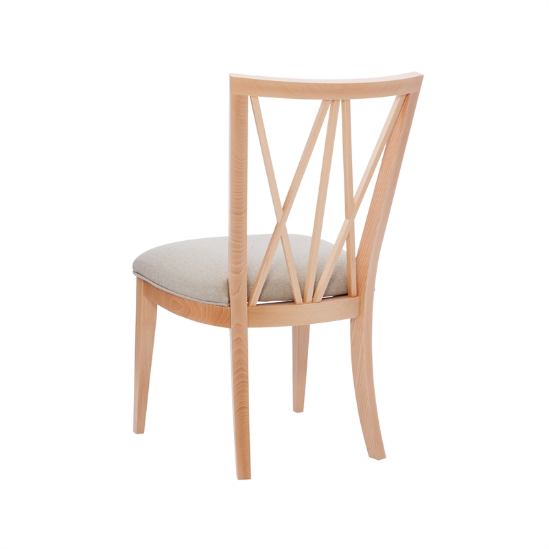 Pemberly Row Set of 2 Dining Chairs Crosshatch Backrest Natural Wood Finish