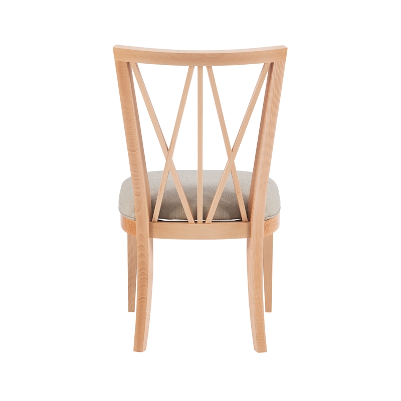 Pemberly Row Set of 2 Dining Chairs Crosshatch Backrest Natural Wood Finish