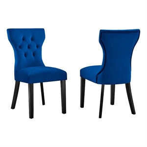 Pemberly Row 20&quot Modern Fabric Dining Chairs in Navy/Black (Set of 2)