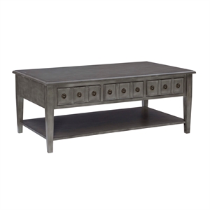 Pemberly Row Coffee Table with 3 Drawers and Bottom Shelf in Grey Finish
