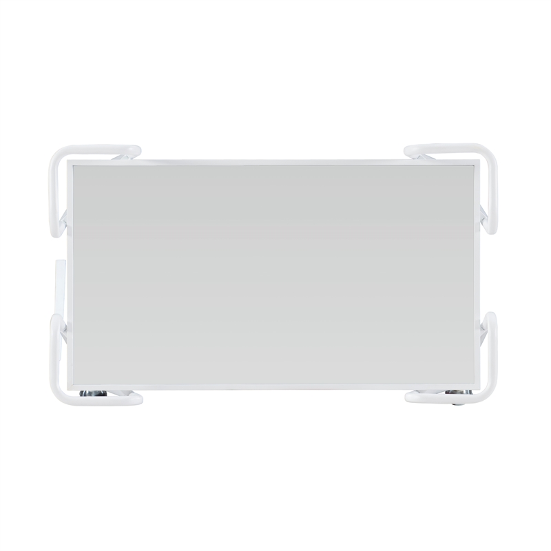 Pemberly Row 2-Level Rolling Bar Cart in White Metal with Mirrored Shelves