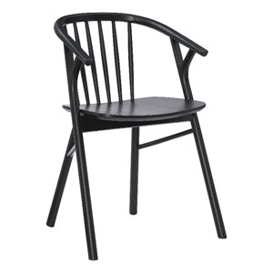 Pemberly Row Beechwood Windsor Dining Chair with Saddle Seat in Black