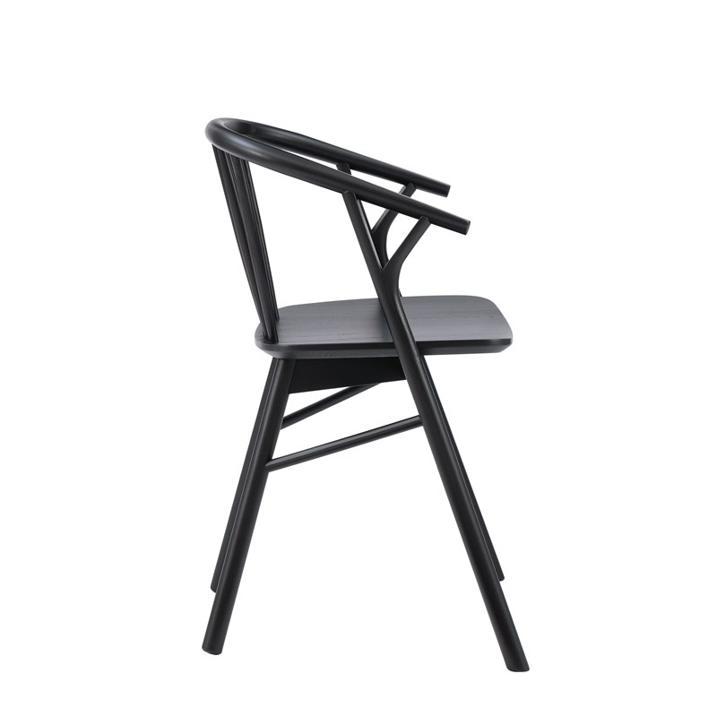 Pemberly Row Beechwood Windsor Dining Chair with Saddle Seat in Black