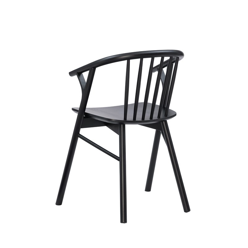 Pemberly Row Beechwood Windsor Dining Chair with Saddle Seat in Black