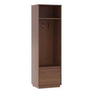 Pemberly Row Mid Century Wood Hall Tree with Drawer in Walnut