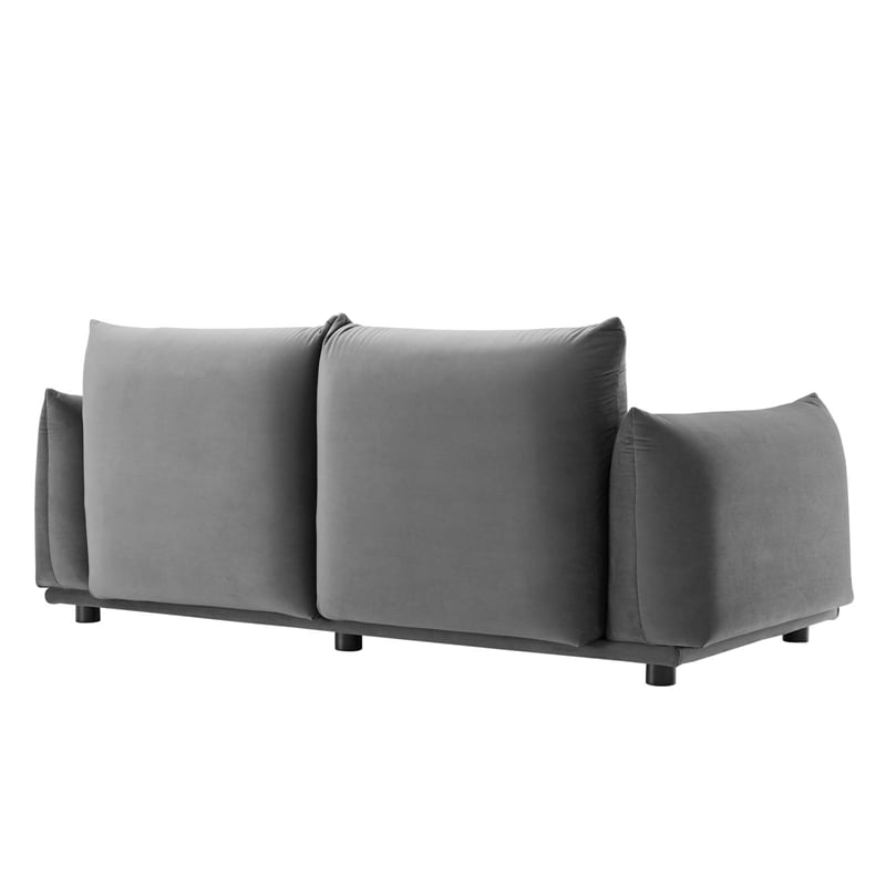 Pemberly Row Performance Velvet Loveseat in Gray Finish