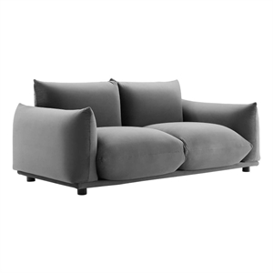 Pemberly Row Performance Velvet Loveseat in Gray Finish