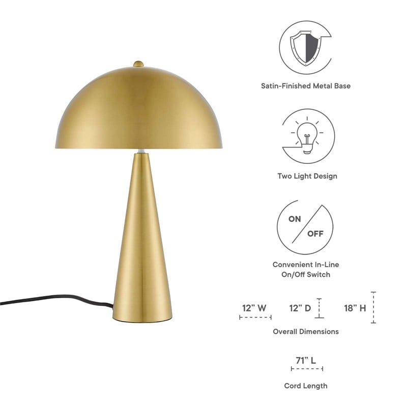 Pemberly Row 2-Light Metal Table Lamp in Satin Brass Finish