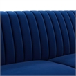 Pemberly Row Channel Tufted Velvet Sofa in Navy with Gold Base