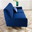 Pemberly Row Channel Tufted Velvet Sofa in Navy with Gold Base