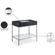 Pemberly Row 36-Inch Black Engineered Stone Bathroom Vanity with Chrome Base