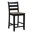 Pemberly Row Two-Tone Ladder Back Counter Stool in Black and Oak Finish