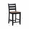 Pemberly Row Two-Tone Ladder Back Counter Stool in Black and Oak Finish