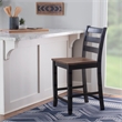 Pemberly Row Two-Tone Ladder Back Counter Stool in Black and Oak Finish