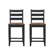 Pemberly Row Two-Tone Ladder Back Counter Stool in Black and Oak Finish