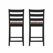 Pemberly Row Two-Tone Ladder Back Counter Stool in Black and Oak Finish