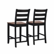 Pemberly Row Two-Tone Ladder Back Counter Stool in Black and Oak Finish