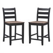Pemberly Row Two-Tone Ladder Back Counter Stool in Black and Oak Finish