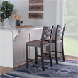 Pemberly Row Two-Tone Ladder Back Counter Stool in Black and Oak Finish