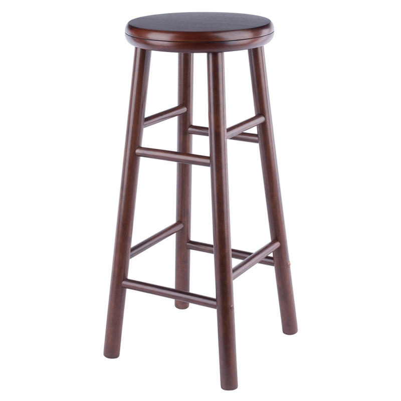 Pemberly Row 2-Piece Solid Wood Swivel Seat Bar Stool Set in Walnut