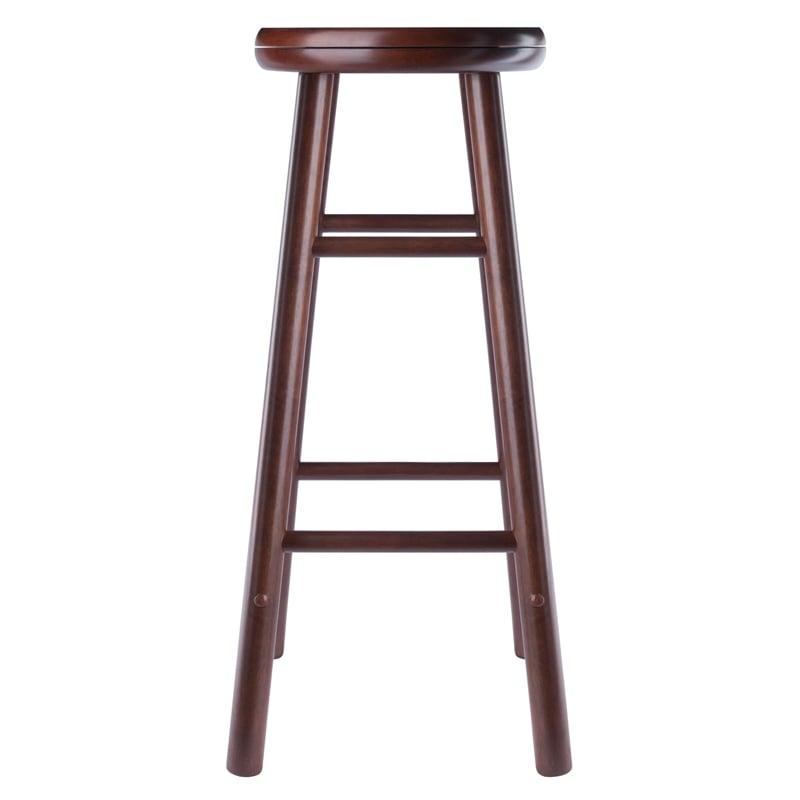 Pemberly Row 2-Piece Solid Wood Swivel Seat Bar Stool Set in Walnut