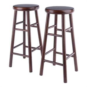 Pemberly Row 2-Piece Solid Wood Swivel Seat Bar Stool Set in Walnut