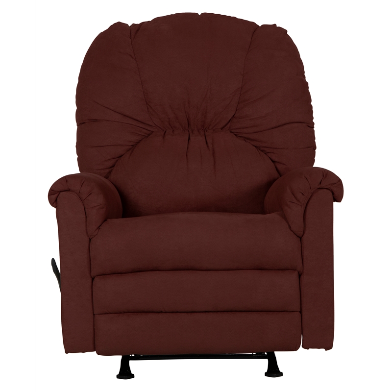 Pemberly Row Manual Rocker Recliner with Polyester Fabric in Red