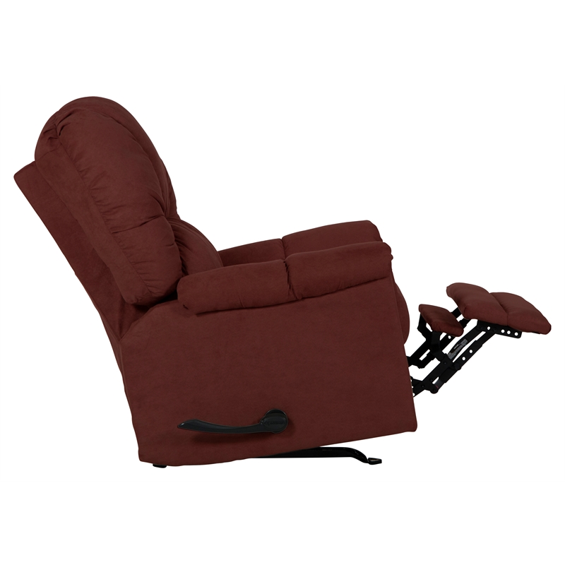 Pemberly Row Manual Rocker Recliner with Polyester Fabric in Red