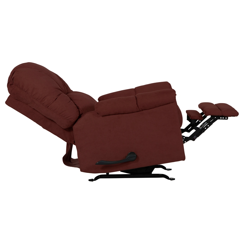 Pemberly Row Manual Rocker Recliner with Polyester Fabric in Red