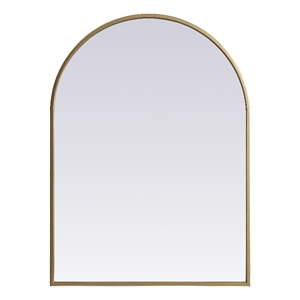 Pemberly Row 22x30&quot Arch Mirror with Metal Frame in Brass Finish