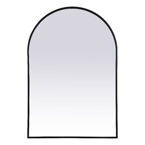 Pemberly Row 27x40&quot Arch Wall Mirror with Iron Frame in Black