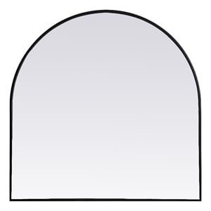 Pemberly Row 36x36&quot Arch Mirror with Iron Frame in Black Finish