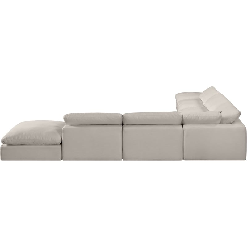 Pemberly Row 7-Piece Modular Sectional in Beige Linen Textured Fabric
