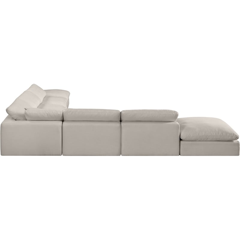 Pemberly Row 7-Piece Modular Sectional in Beige Linen Textured Fabric