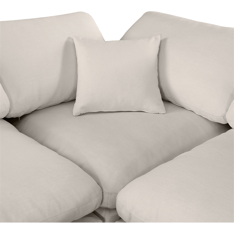 Pemberly Row 7-Piece Modular Sectional in Beige Linen Textured Fabric