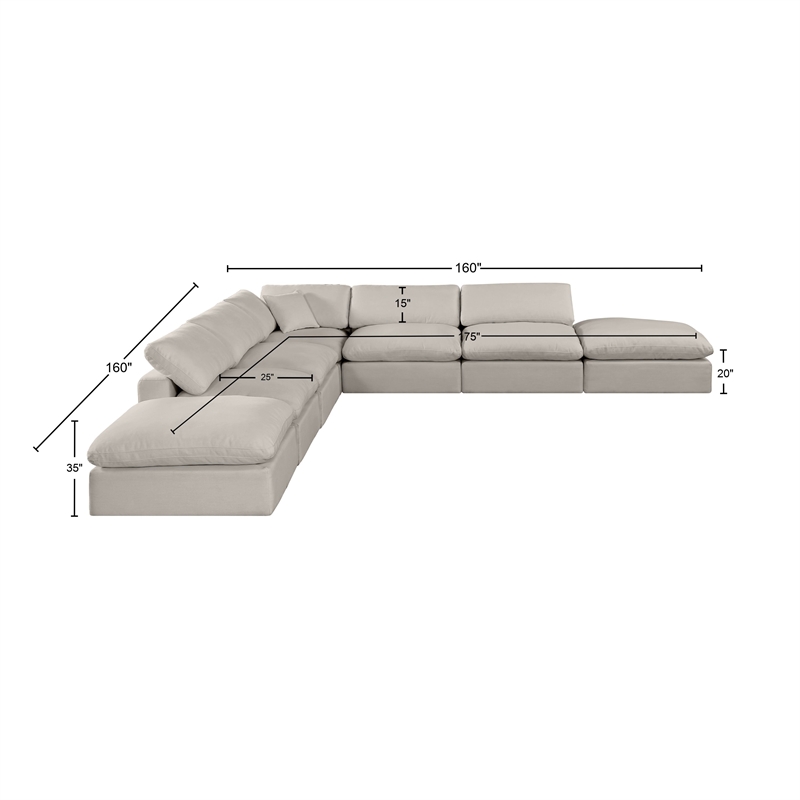 Pemberly Row 7-Piece Modular Sectional in Beige Linen Textured Fabric