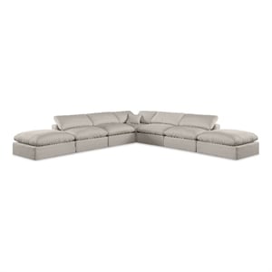 Pemberly Row 7-Piece Modular Sectional in Beige Linen Textured Fabric